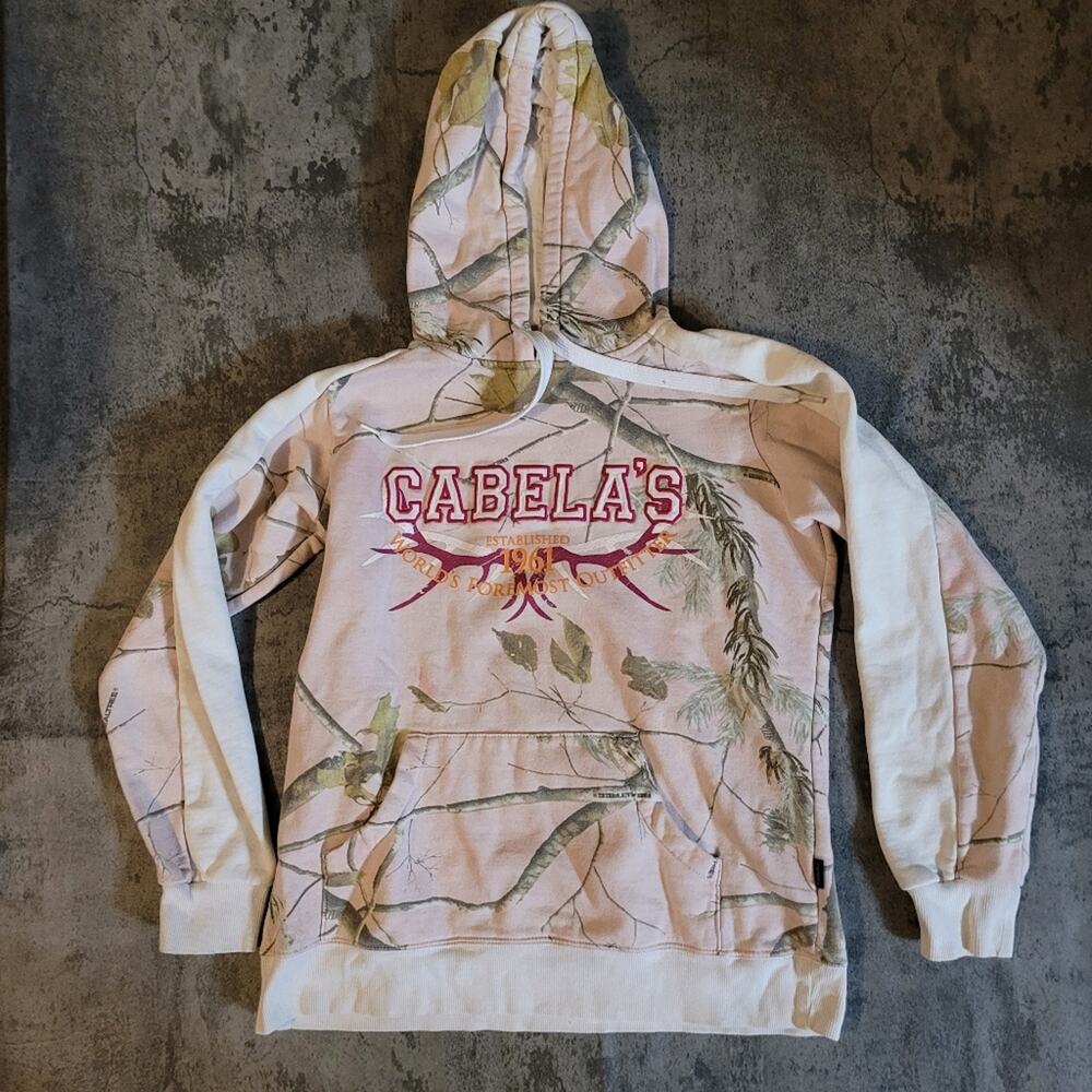 Cabela's Pink Camouflage Hooded Sweatshirt - Size M